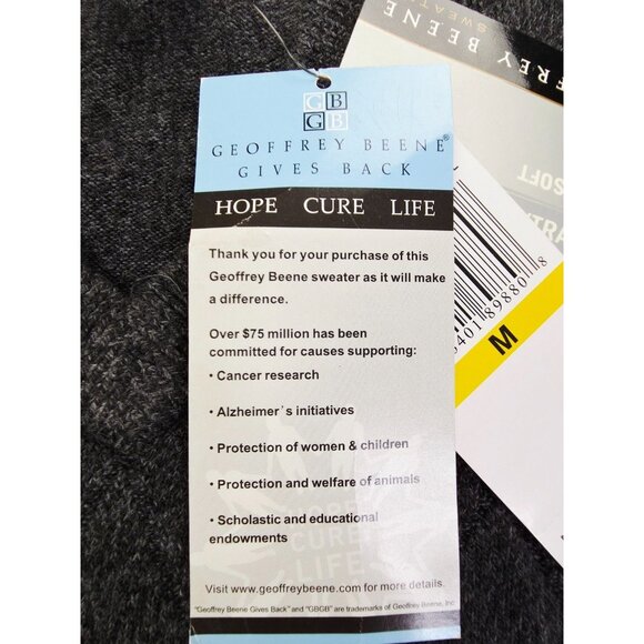 Geoffrey Beene Sz Medium Charcoal Gray Mens Extra Sofr Pullover Sweater Vest NWT - Picture 8 of 13